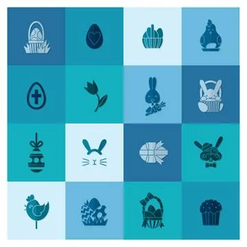 Celebration Easter Icons Celebration Easter Icons. Vector. Clean Work Mini... Stock Photos