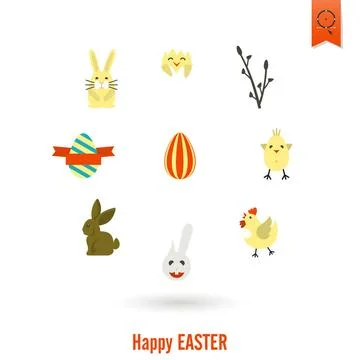 Celebration Easter Icons Celebration Easter Icons. Vector. Clean Work Mini... Stock Photos
