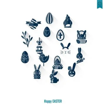 Celebration Easter Icons Celebration Easter Icons. Vector. Clean Work Mini... 写真素材