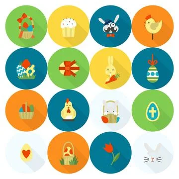 Celebration Easter Icons Celebration Easter Icons. Vector. Clean Work Mini... Stock Photos
