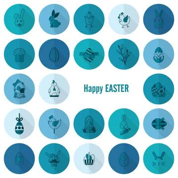 Celebration Easter Icons Celebration Easter Icons. Vector. Clean Work Mini... Foto stock