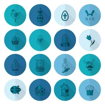 Celebration Easter Icons Celebration Easter Icons. Vector. Clean Work Mini... Foto stock