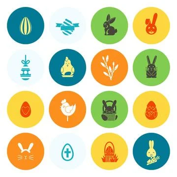 Celebration Easter Icons Celebration Easter Icons. Vector. Clean Work Mini... Stock Photos