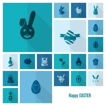 Celebration Easter Icons Celebration Easter Icons. Vector. Clean Work Mini... Foto stock
