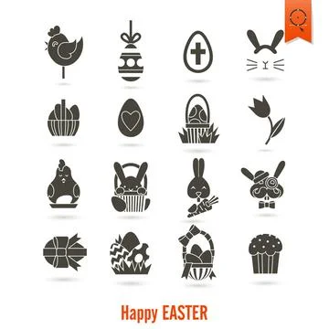 Celebration Easter Icons Celebration Easter Icons. Vector. Clean Work Mini... 写真素材