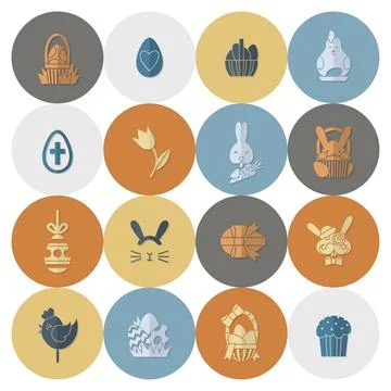 Celebration Easter Icons Celebration Easter Icons. Vector. Clean Work Mini... 写真素材