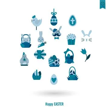Celebration Easter Icons Celebration Easter Icons. Vector. Clean Work Mini... Stockfoto's