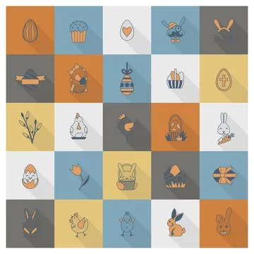 Celebration Easter Icons Celebration Easter Icons. Vector. Clean Work Mini... 스톡 사진