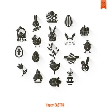 Celebration Easter Icons Celebration Easter Icons. Vector. Clean Work Mini... Foto stock
