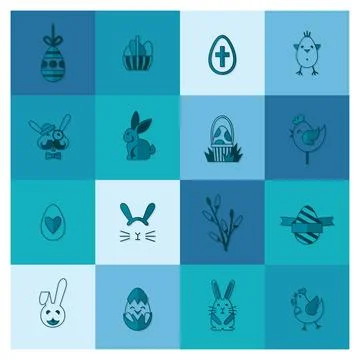Celebration Easter Icons Celebration Easter Icons. Vector. Clean Work Mini... Foto stock