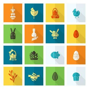 Celebration Easter Icons Celebration Easter Icons. Vector. Clean Work Mini... Stockfoto's