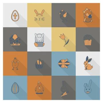 Celebration Easter Icons Celebration Easter Icons. Vector. Clean Work Mini... Stock Photos