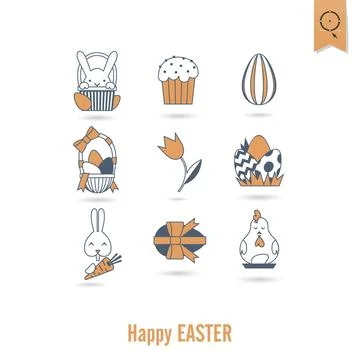 Celebration Easter Icons Celebration Easter Icons. Vector. Clean Work Mini... 写真素材