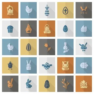 Celebration Easter Icons Celebration Easter Icons. Vector. Clean Work Mini... Stock Photos