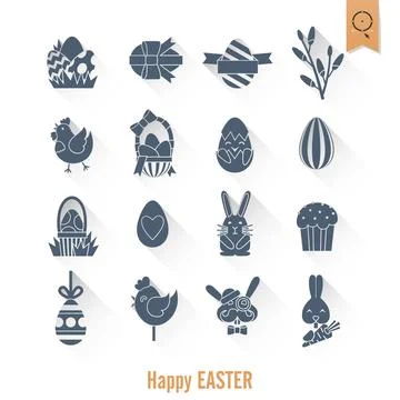 Celebration Easter Icons Celebration Easter Icons. Vector. Clean Work Mini... Stock Photos