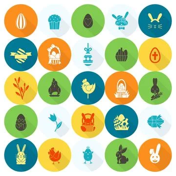 Celebration Easter Icons Celebration Easter Icons. Vector. Clean Work Mini... Stock Photos