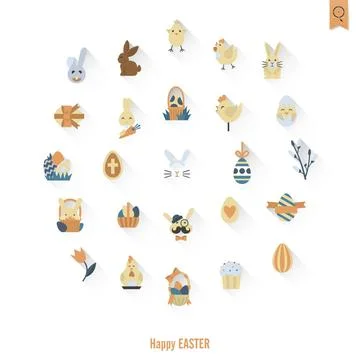 Celebration Easter Icons Celebration Easter Icons. Vector. Clean Work Mini... 스톡 사진