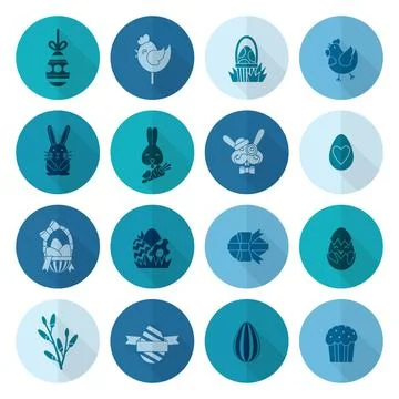 Celebration Easter Icons Celebration Easter Icons. Vector. Clean Work Mini... Stock Photos