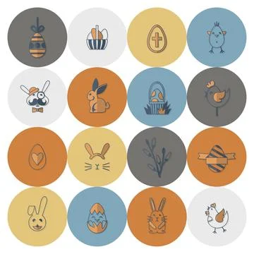 Celebration Easter Icons Celebration Easter Icons. Vector. Clean Work Mini... 写真素材