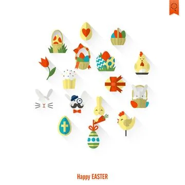 Celebration Easter Icons Celebration Easter Icons. Vector. Clean Work Mini... Foto stock