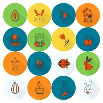 Celebration Easter Icons Celebration Easter Icons. Vector. Clean Work Mini... Foto stock