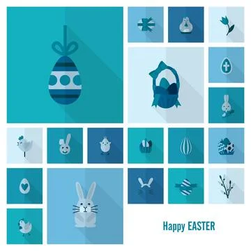 Celebration Easter Icons Celebration Easter Icons. Vector. Clean Work Mini... Stock Photos