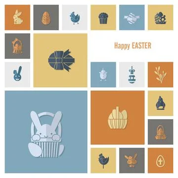 Celebration Easter Icons Celebration Easter Icons. Vector. Clean Work Mini... 写真素材