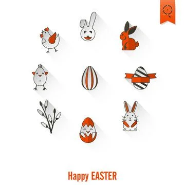Celebration Easter Icons Celebration Easter Icons. Vector. Clean Work Mini... Foto stock