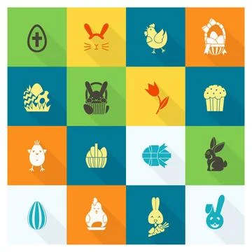 Celebration Easter Icons Celebration Easter Icons. Vector. Clean Work Mini... Stock Photos