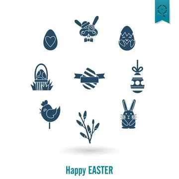 Celebration Easter Icons Celebration Easter Icons. Vector. Clean Work Mini... Stock Photos