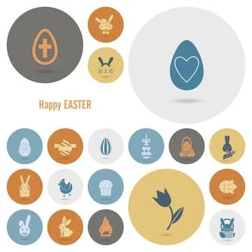 Celebration Easter Icons Celebration Easter Icons. Vector. Clean Work Mini... Stockfoto's