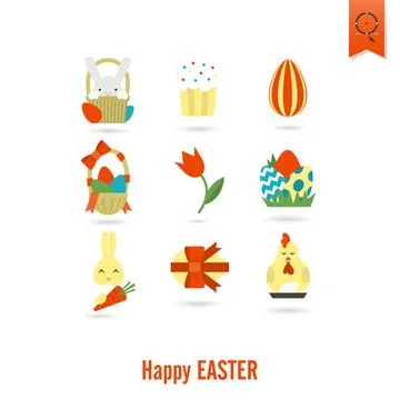 Celebration Easter Icons Celebration Easter Icons. Vector. Clean Work Mini... Stockfoto's