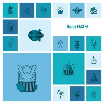 Celebration Easter Icons Celebration Easter Icons. Vector. Clean Work Mini... 写真素材