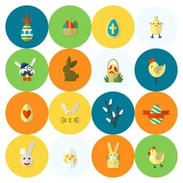 Celebration Easter Icons Celebration Easter Icons. Vector. Clean Work Mini... 写真素材