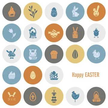 Celebration Easter Icons Celebration Easter Icons. Vector. Clean Work Mini... Stockfoto's