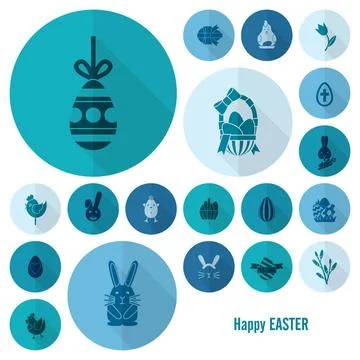 Celebration Easter Icons Celebration Easter Icons. Vector. Clean Work Mini... Foto stock