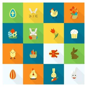 Celebration Easter Icons Celebration Easter Icons. Vector. Clean Work Mini... Foto stock