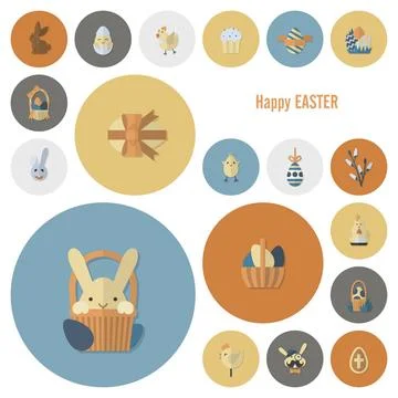 Celebration Easter Icons Celebration Easter Icons. Vector. Clean Work Mini... Foto stock