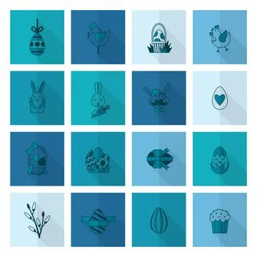 Celebration Easter Icons Celebration Easter Icons. Vector. Clean Work Mini... Stock Photos