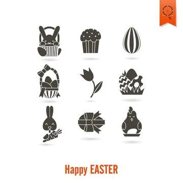 Celebration Easter Icons Celebration Easter Icons. Vector. Clean Work Mini... Stockfoto's