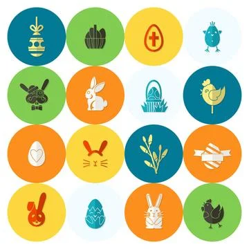 Celebration Easter Icons Celebration Easter Icons. Vector. Clean Work Mini... Stockfoto's