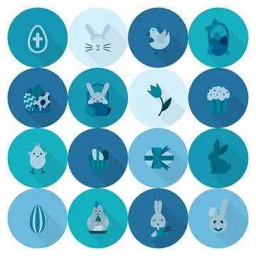Celebration Easter Icons Celebration Easter Icons. Vector. Clean Work Mini... Stock Photos