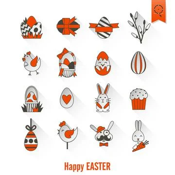 Celebration Easter Icons Celebration Easter Icons. Vector. Clean Work Mini... 写真素材