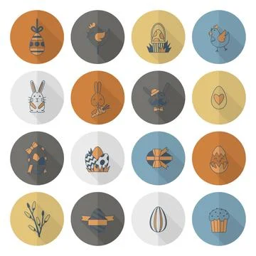 Celebration Easter Icons Celebration Easter Icons. Vector. Clean Work Mini... 写真素材