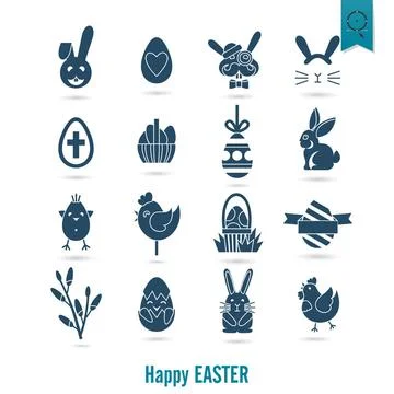 Celebration Easter Icons Celebration Easter Icons. Vector. Clean Work Mini... Foto stock