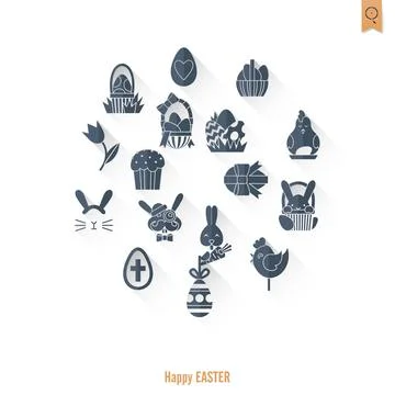 Celebration Easter Icons Celebration Easter Icons. Vector. Clean Work Mini... 写真素材