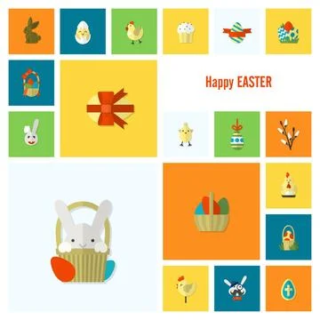 Celebration Easter Icons Celebration Easter Icons. Vector. Clean Work Mini... Stock Photos