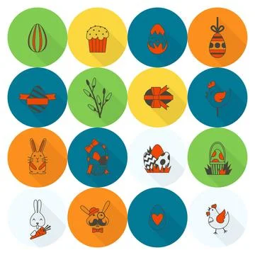 Celebration Easter Icons Celebration Easter Icons. Vector. Clean Work Mini... Stock Photos