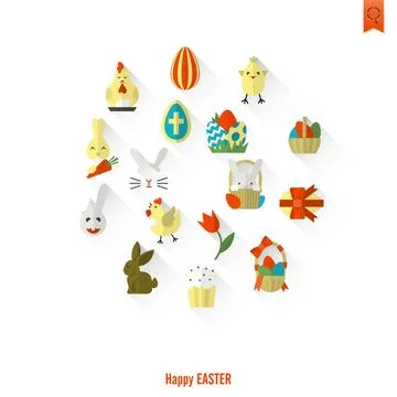 Celebration Easter Icons Celebration Easter Icons. Vector. Clean Work Mini... 写真素材