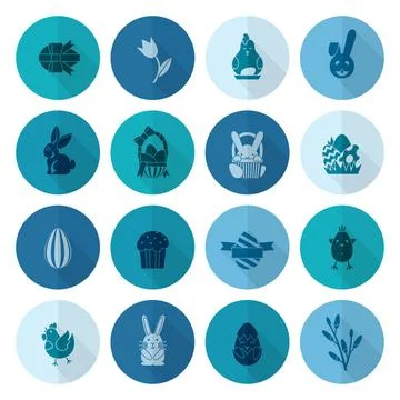 Celebration Easter Icons Celebration Easter Icons. Vector. Clean Work Mini... 스톡 사진